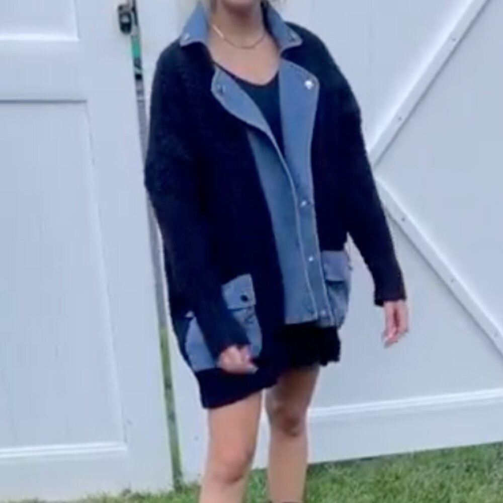 Women's Black knit and Denim Jacket